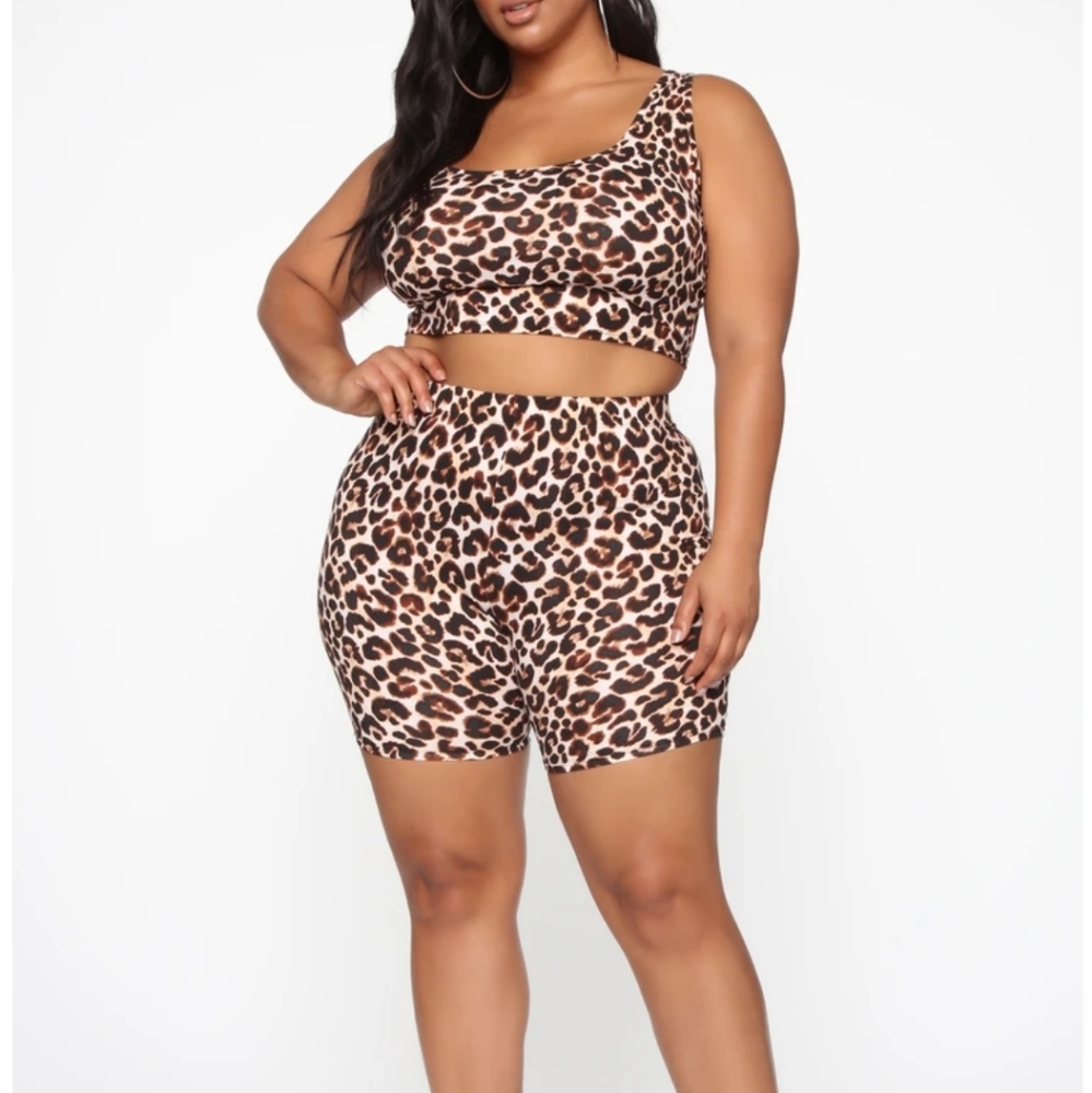 Fashion Nova Leopard biker short set